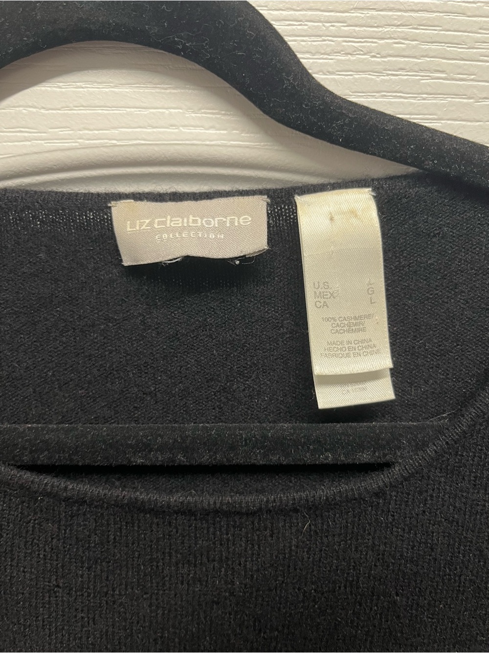 Liz Claiborne Black Cashmere Crewneck